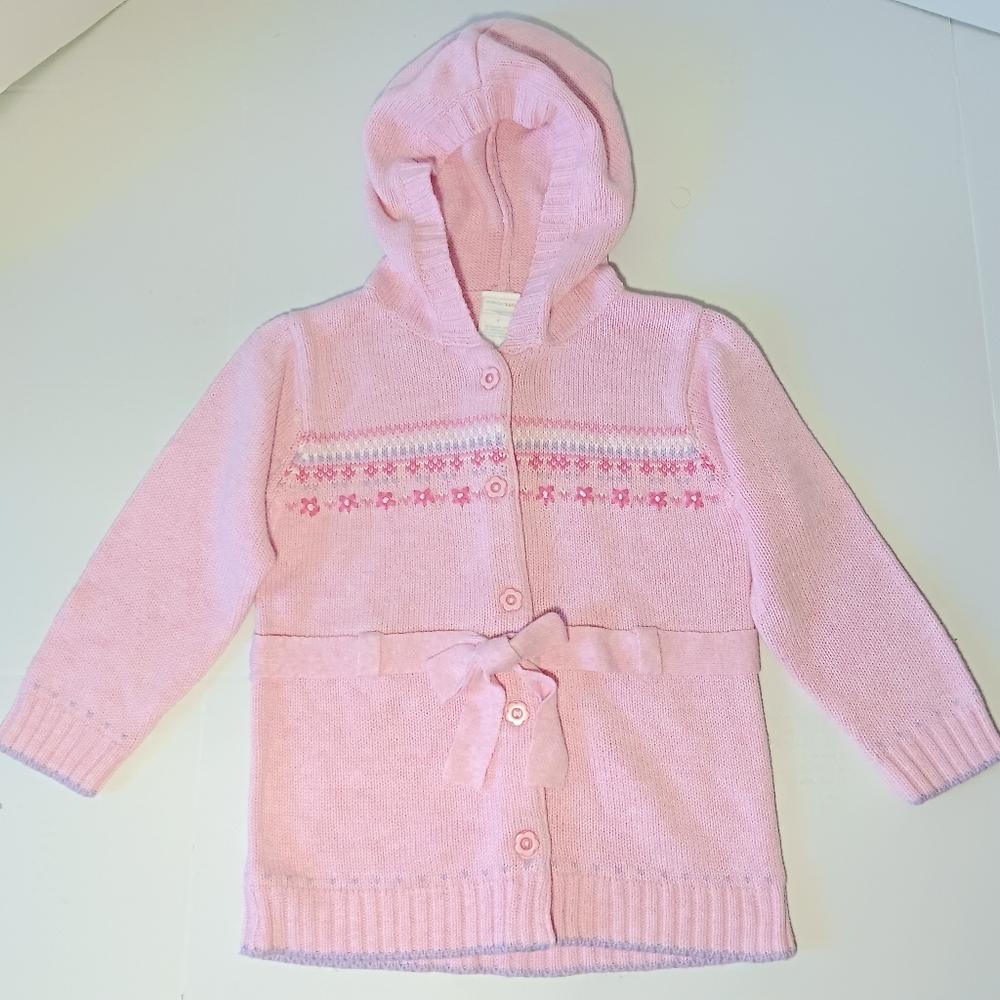 NWOT Girls' Soft Pink Knit Hooded Cardigan Size 3T